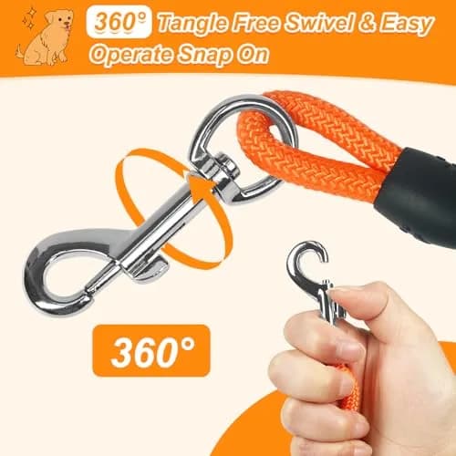 Vivifying Orange Floating Dog Training Leash 10m (32ft) | Durable Rope Lead with Padded Handle thumbnail 4