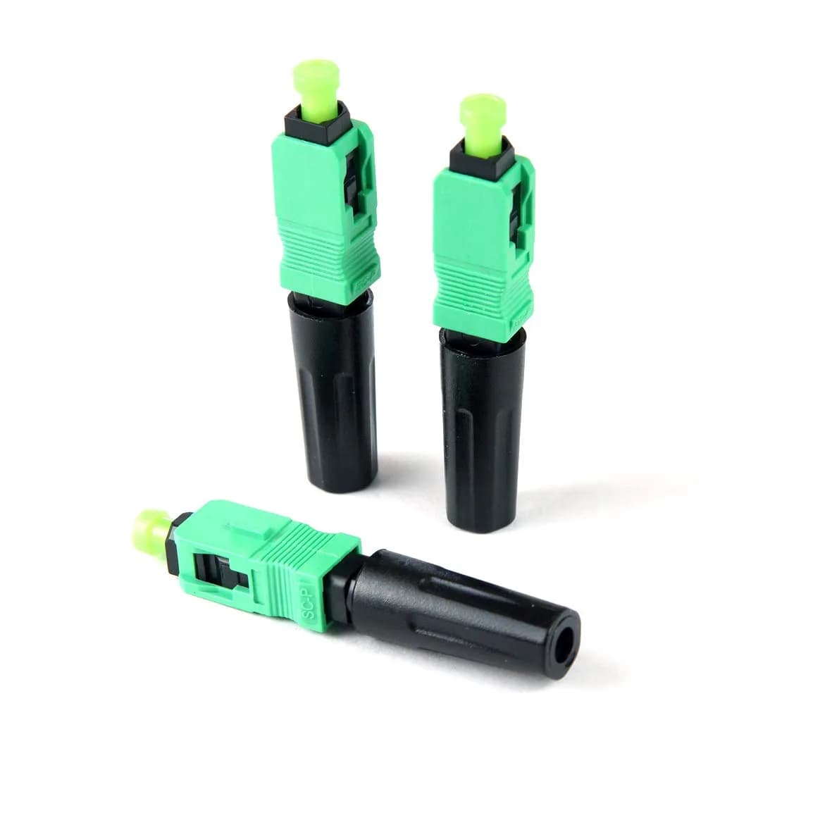 Leite LC Multimode Fiber Optic Quick Connectors 100pcs (50/125um) | Fast Mechanical Connectors for 0.9-3.0mm Cable — Green
