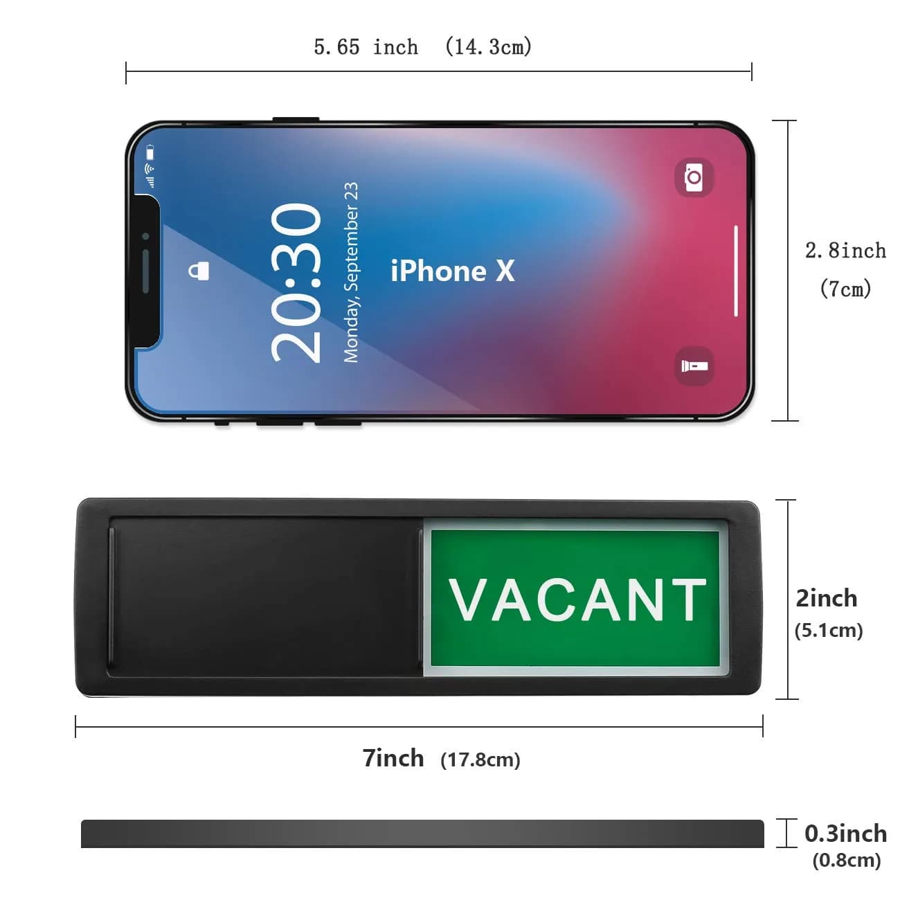 LoYinLo Vacant Occupied Sliding Door Sign - Black, 18cm x 5cm - view 2