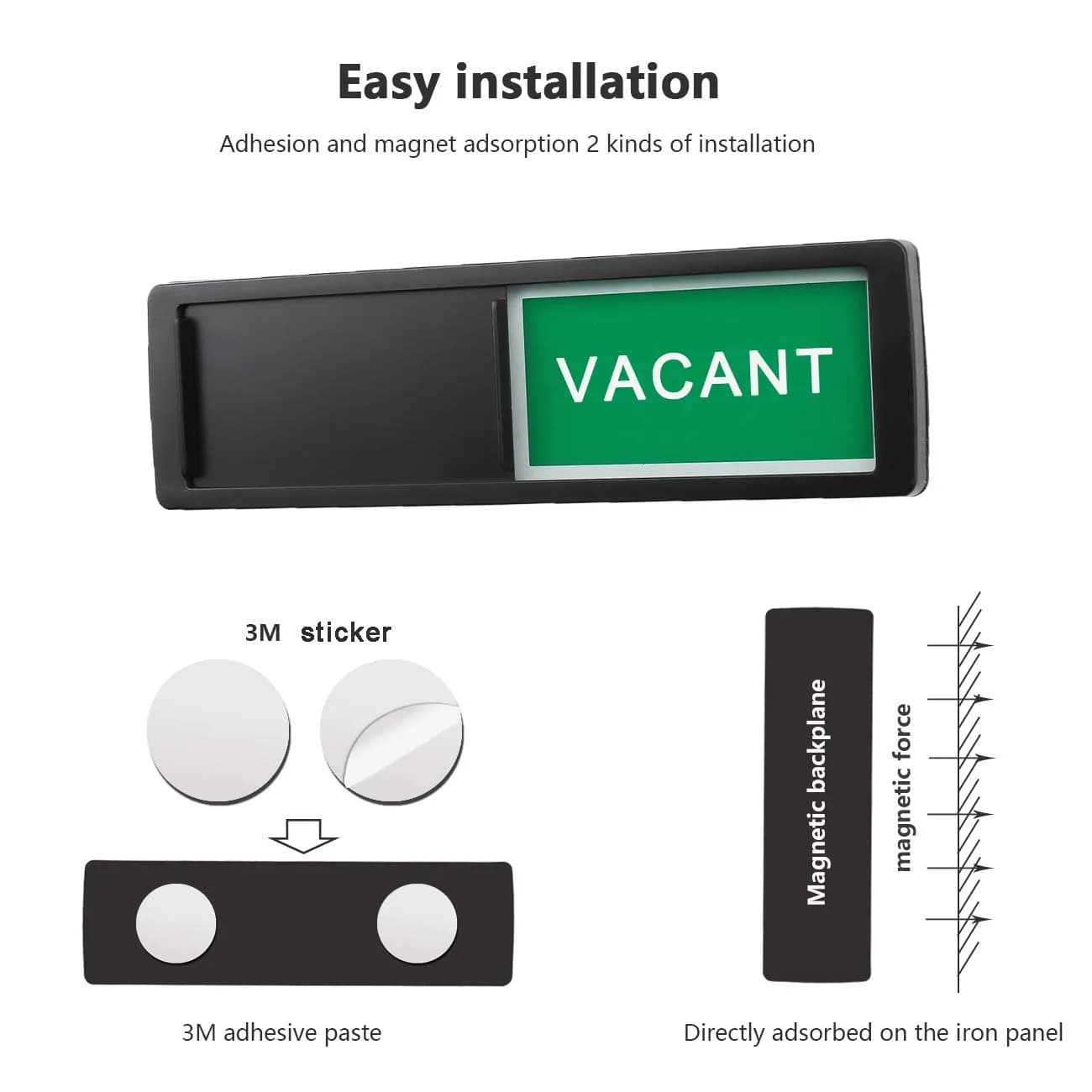 LoYinLo Vacant Occupied Sliding Door Sign - Black, 18cm x 5cm - view 3