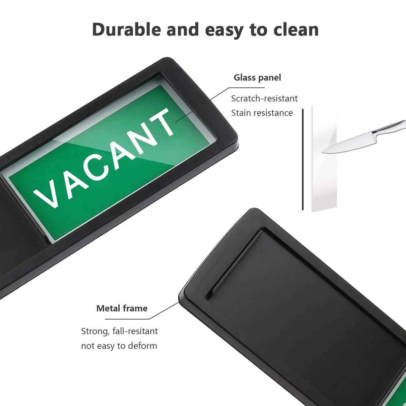 LoYinLo Vacant Occupied Sliding Door Sign - Black, 18cm x 5cm - view 4