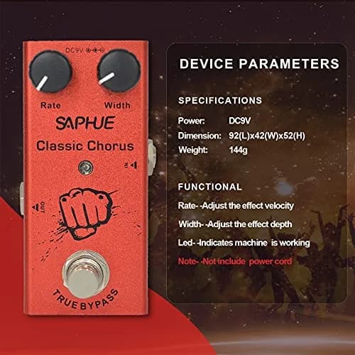 SAPHUE Classic Chorus Guitar Effects Pedal 10.67cm (4.2in) | True Bypass Analog Tone thumbnail 5