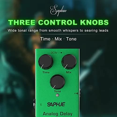 SAPHUE Analog Delay Guitar Effects Pedal Dark Green | True Bypass Mini Pedal for Electric Guitar thumbnail 2