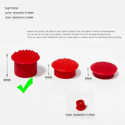 nbparts Red 5pcs TrackPoint Keyboard Mouse Cap Soft Dome for Lenovo ThinkPad Laptops | Fits T420 and Older Models thumbnail 3