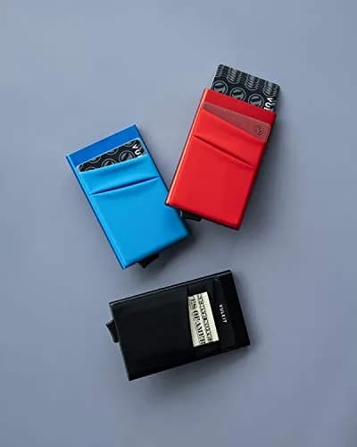 VULKIT Card Holder with Money Pocket & RFID Blocking Slim Metal Wallet Black | Holds 5-9 Cards thumbnail 6