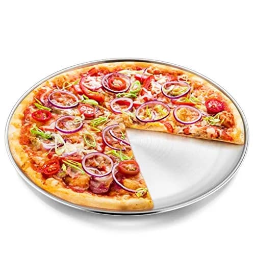 P&P CHEF 13.5 Inch Pizza Pan, Stainless Steel Baking Tray for Pizza, Silver thumbnail 1