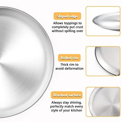 P&P CHEF 13.5 Inch Pizza Pan, Stainless Steel Baking Tray for Pizza, Silver thumbnail 2