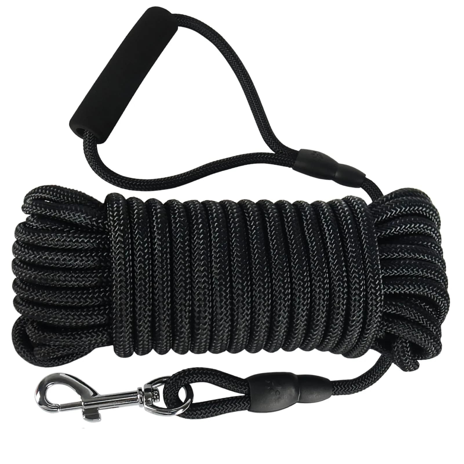 Vivifying Black Floating Dog Long Line 10m (32ft) | Recall Training Rope with Padded Handle