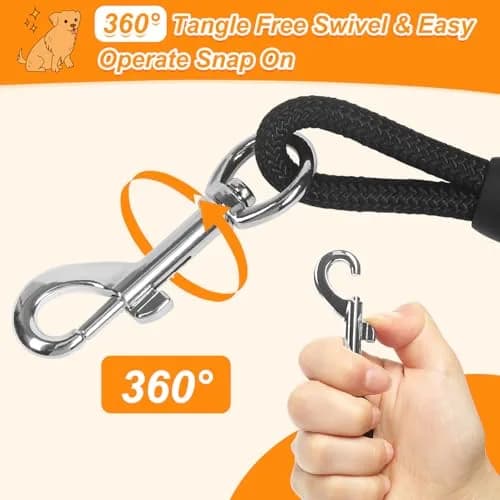 Vivifying Black Floating Dog Long Line 10m (32ft) | Recall Training Rope with Padded Handle thumbnail 4