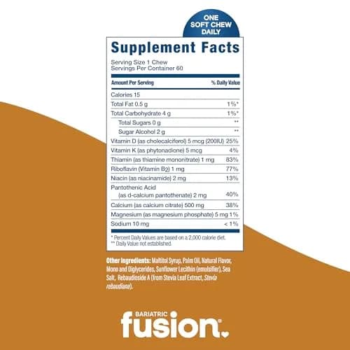 Bariatric Fusion Calcium Soft Chews, Vanilla, 60 Count | Supports Bone & Energy thumbnail 4