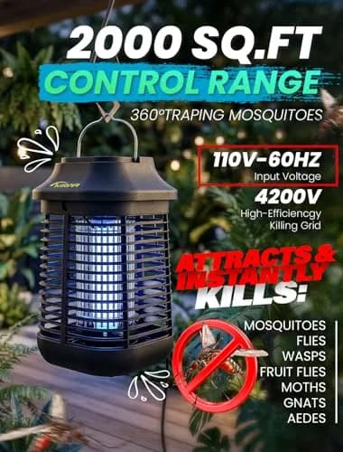Tysonir Bug Zapper 4200V 9.84Ft Power Cord w/Switch | Indoor & Covered Outdoor Mosquito Lamp thumbnail 2