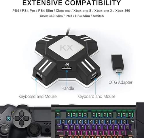 JZW-Shop Keyboard Mouse Converter for PS4/Switch/PS3/Xbox One | Plug and Play Adapter thumbnail 2