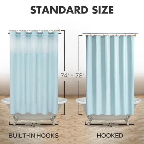 River Dream Blue Slub Textured Shower Curtain Set with Snap-in PEVA Liner & Sheer Window, 180cm x 188cm (71"W x 74"L) thumbnail 6