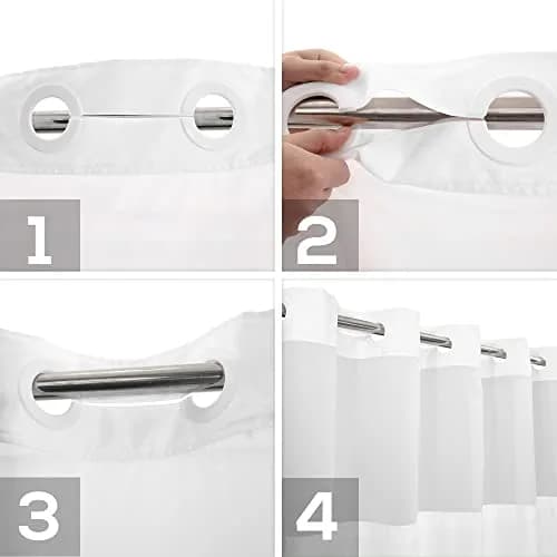 River Dream No Hook Shower Curtain with Snap-in Liner Set, White, 71x74 thumbnail 4