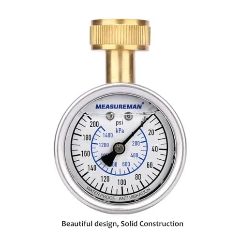 MEASUREMAN 2-1/2" Glycerin Filled Stainless Steel Pressure Gauge, 0-200 psi/kpa | Water & Industrial Use thumbnail 6