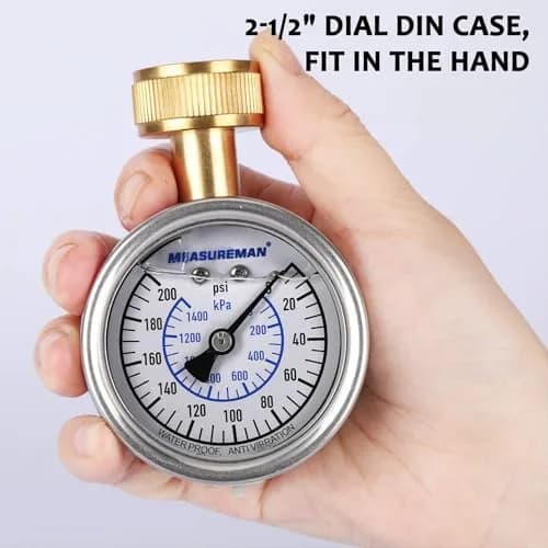 MEASUREMAN 2-1/2" Glycerin Filled Stainless Steel Pressure Gauge, 0-200 psi/kpa | Water & Industrial Use thumbnail 7