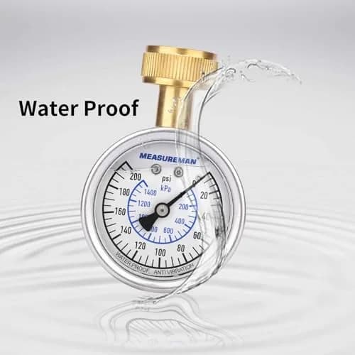 MEASUREMAN 2-1/2" Glycerin Filled Stainless Steel Pressure Gauge, 0-200 psi/kpa | Water & Industrial Use thumbnail 3