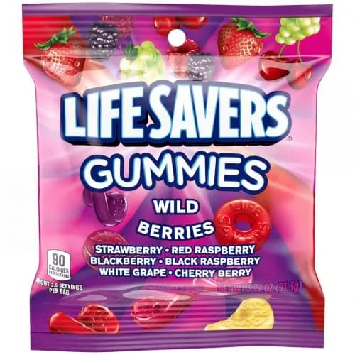 Life Savers-Gummies Candies Wild Berry 3.6oz | Chewy, Vegetarian Gummy Candy with Multicolor Flavors thumbnail 1