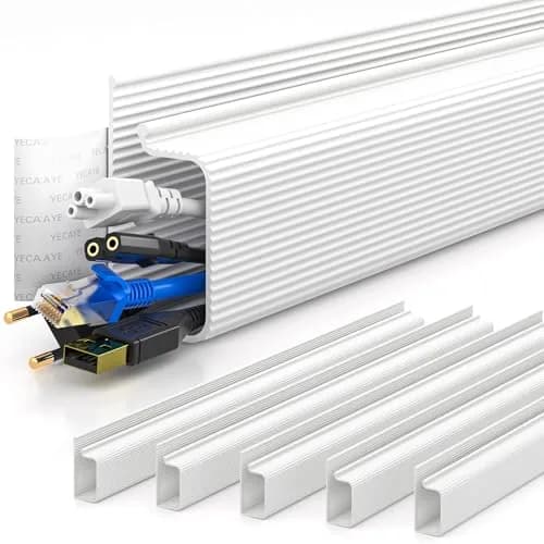 YECAYE White Cable Management Under Desk Kit | 2.4m (94.2 in) Total Length — White