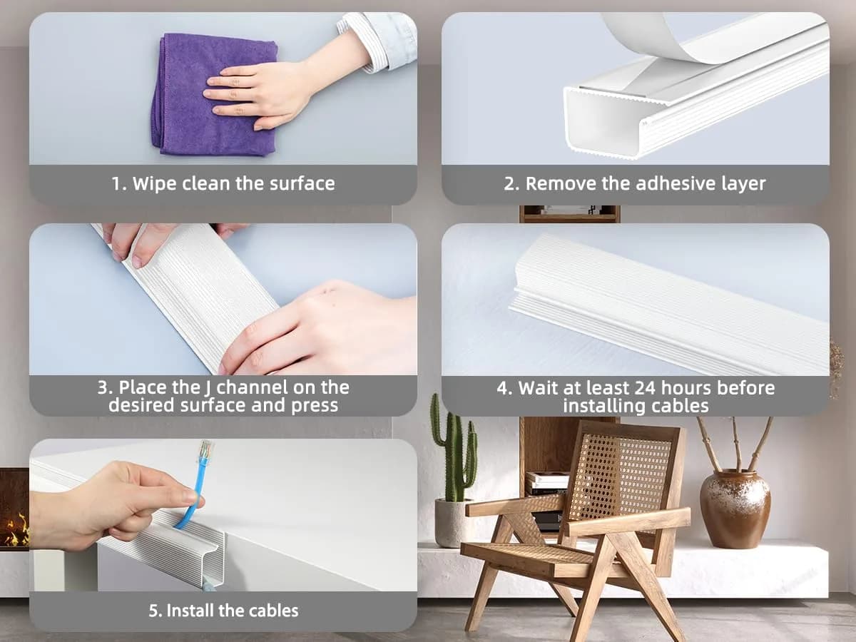 YECAYE White Cable Management Under Desk Kit | 2.4m (94.2 in) Total Length - view 7
