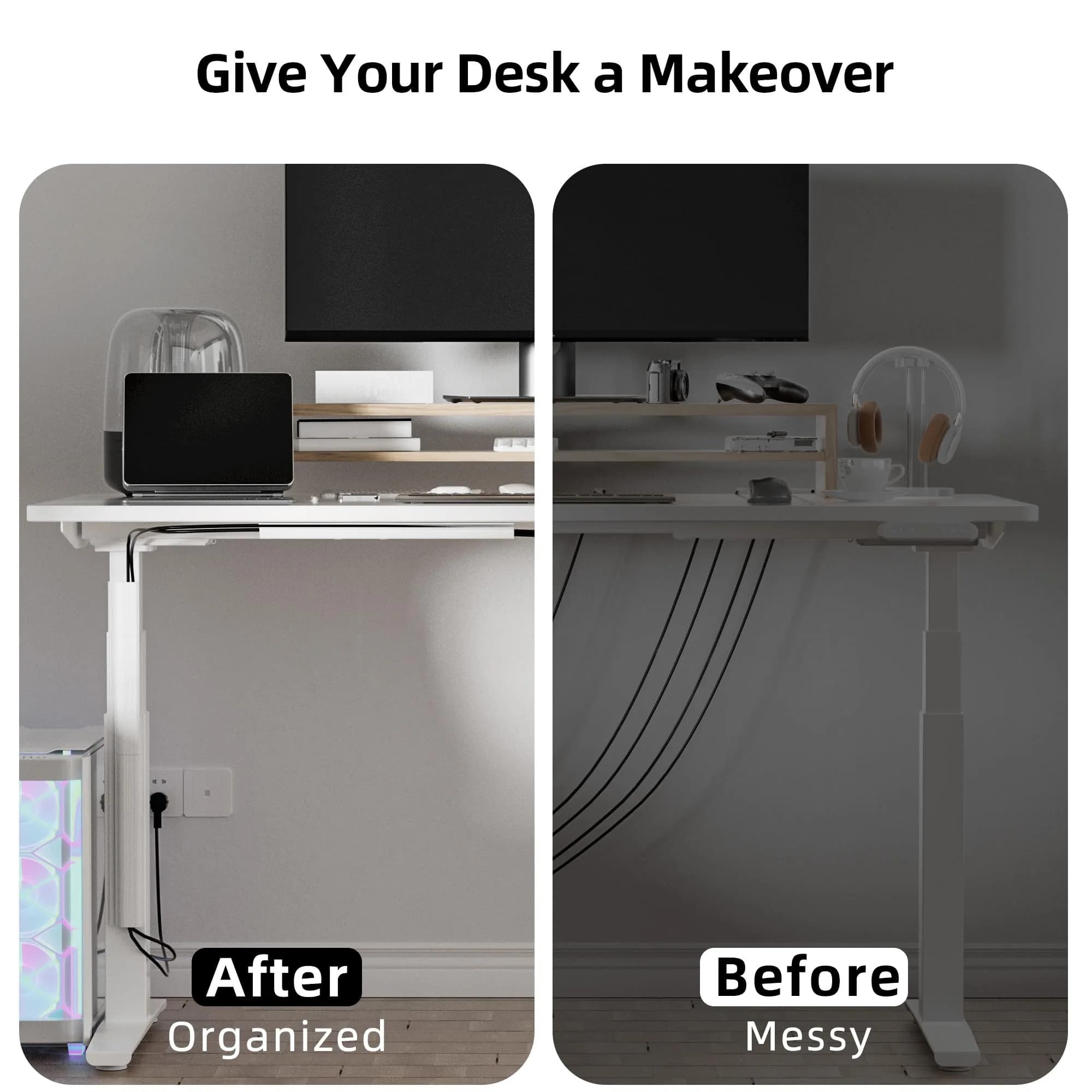 YECAYE White Cable Management Under Desk Kit | 2.4m (94.2 in) Total Length - view 8
