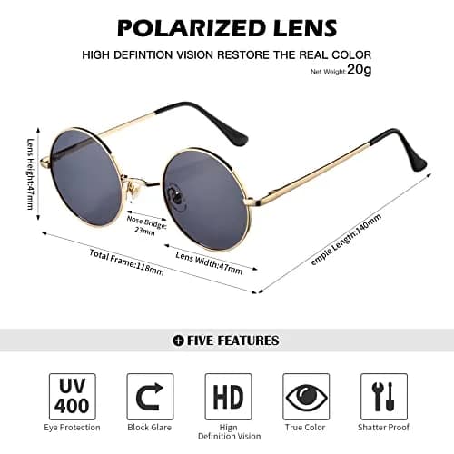 Pro Acme D2 Silver Frame Green Mirrored Lens Small Round Polarized Sunglasses thumbnail 4