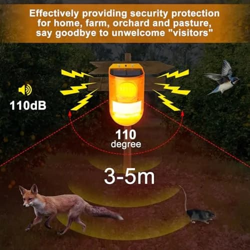 Aolyty Solar Motion Sensor Siren Alarm with Red Strobe Light & 110dB Siren | 800m Visibility thumbnail 4