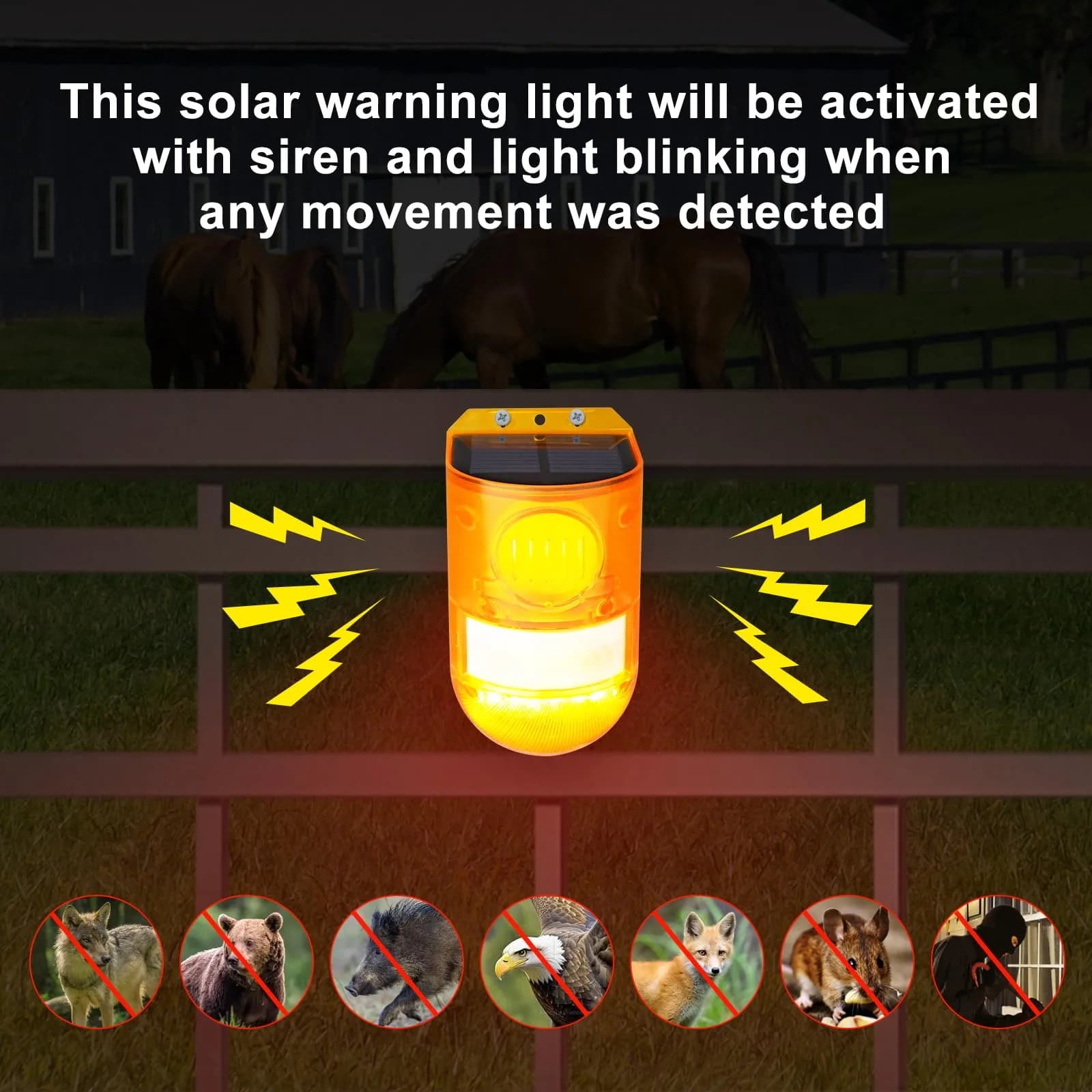 Aolyty Solar Motion Sensor Siren Alarm with Red Strobe Light & 110dB Siren | 800m Visibility - view 5