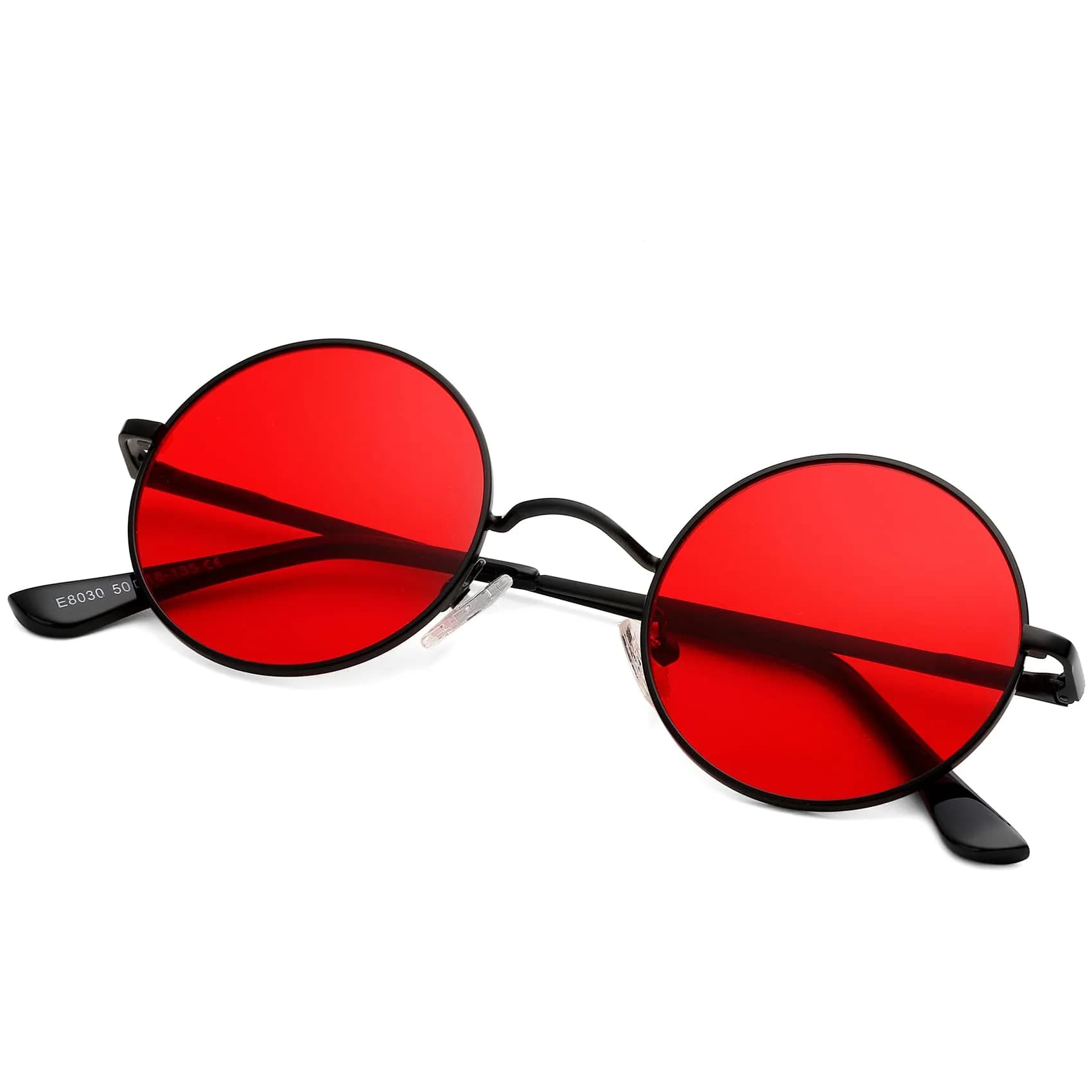Pro Acme Small Round Sunglasses - Black Frame, Transparent Red Lens, UV400 Polarized - main product image