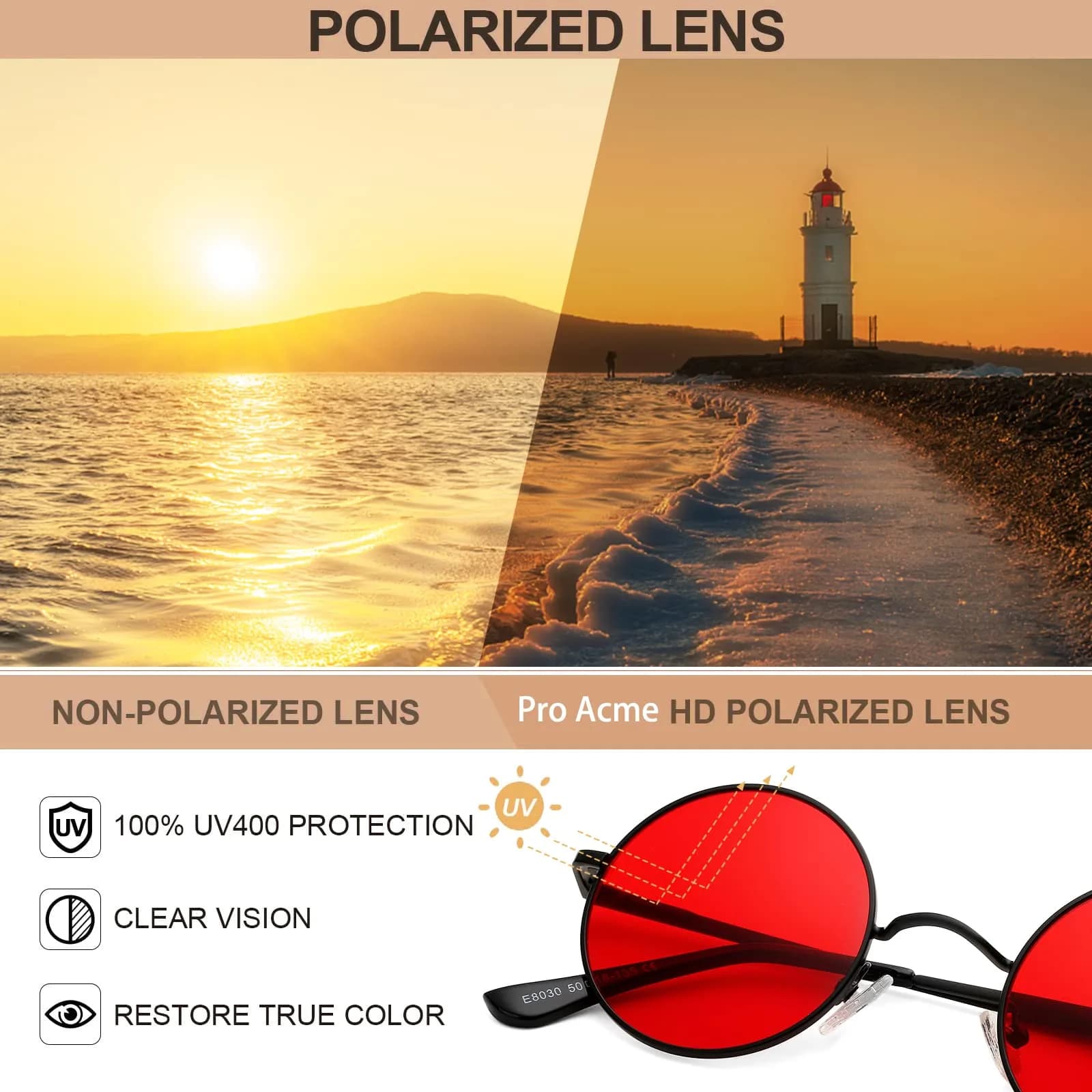Pro Acme Small Round Polarized Sunglasses | UV400 Protection - view 6