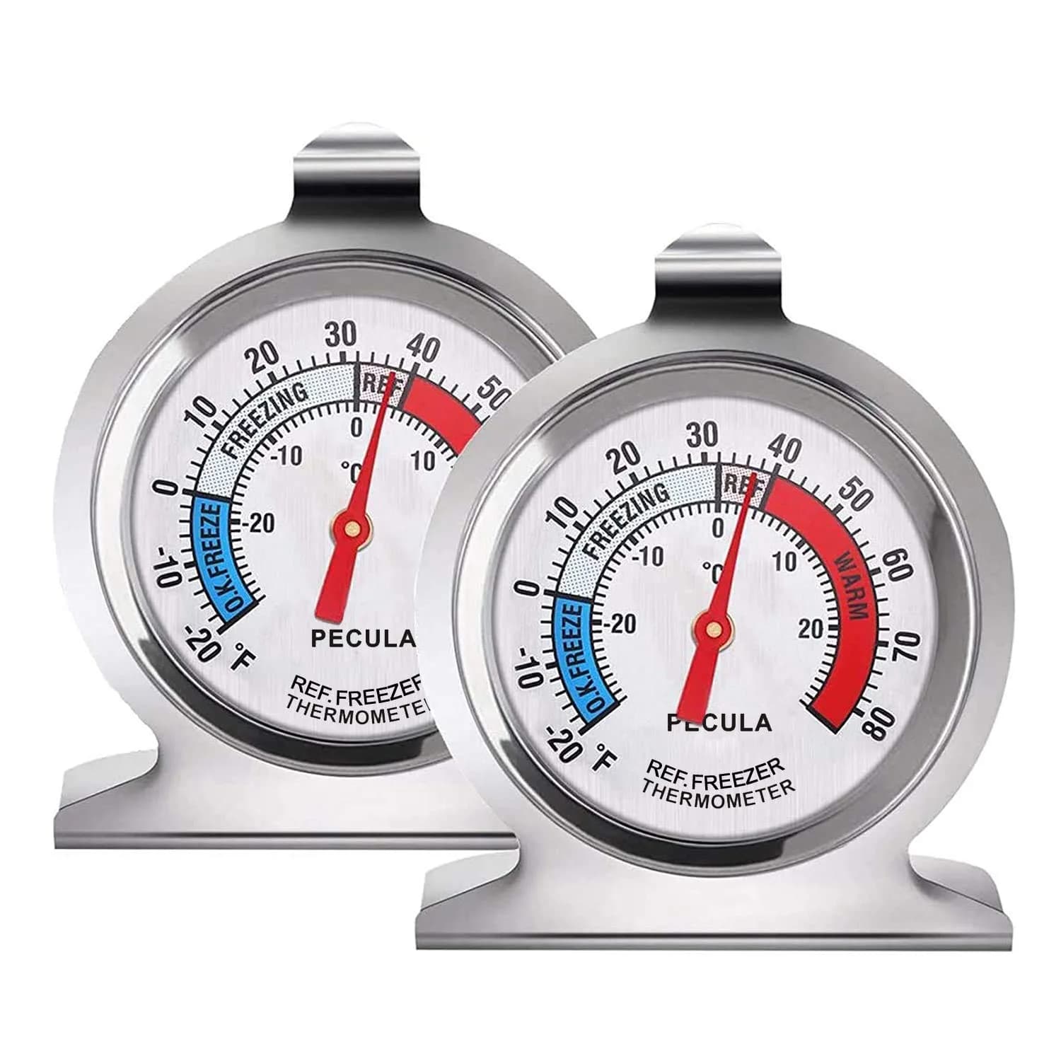 PECULA 2 Pack Refrigerator Thermometer | Classic Dial for Fridge & Freezer, -30-30°C (-20-80°F) - main product image