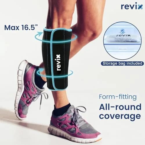 REVIX Reusable Leg Ice Pack Wrap, Calf & Shin Cold Compress, Neoprene Support, 1 Pack thumbnail 2