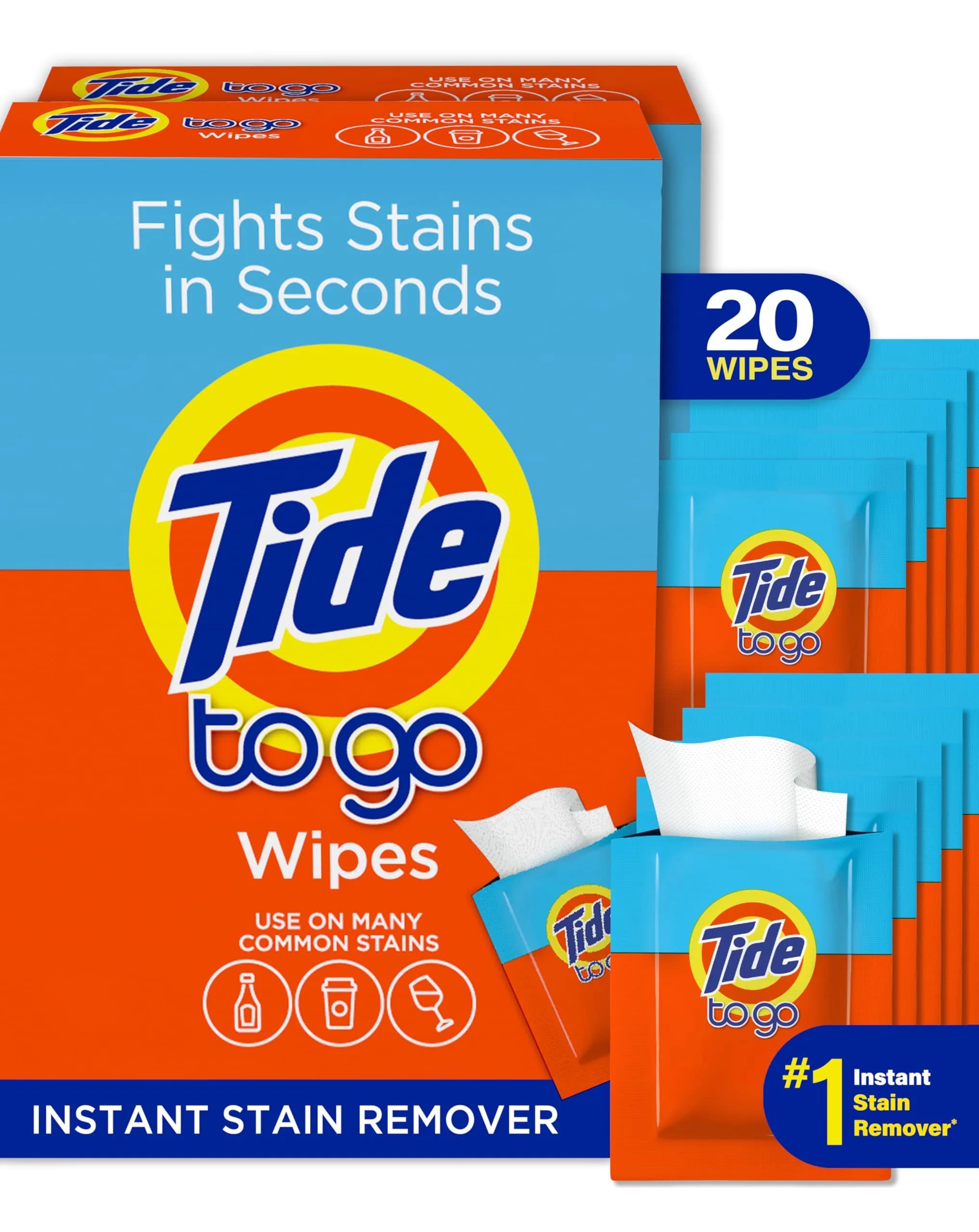 Tide To Go Wipes Instant Stain Remover 20 Count | Fights Stains On The Go - main product image