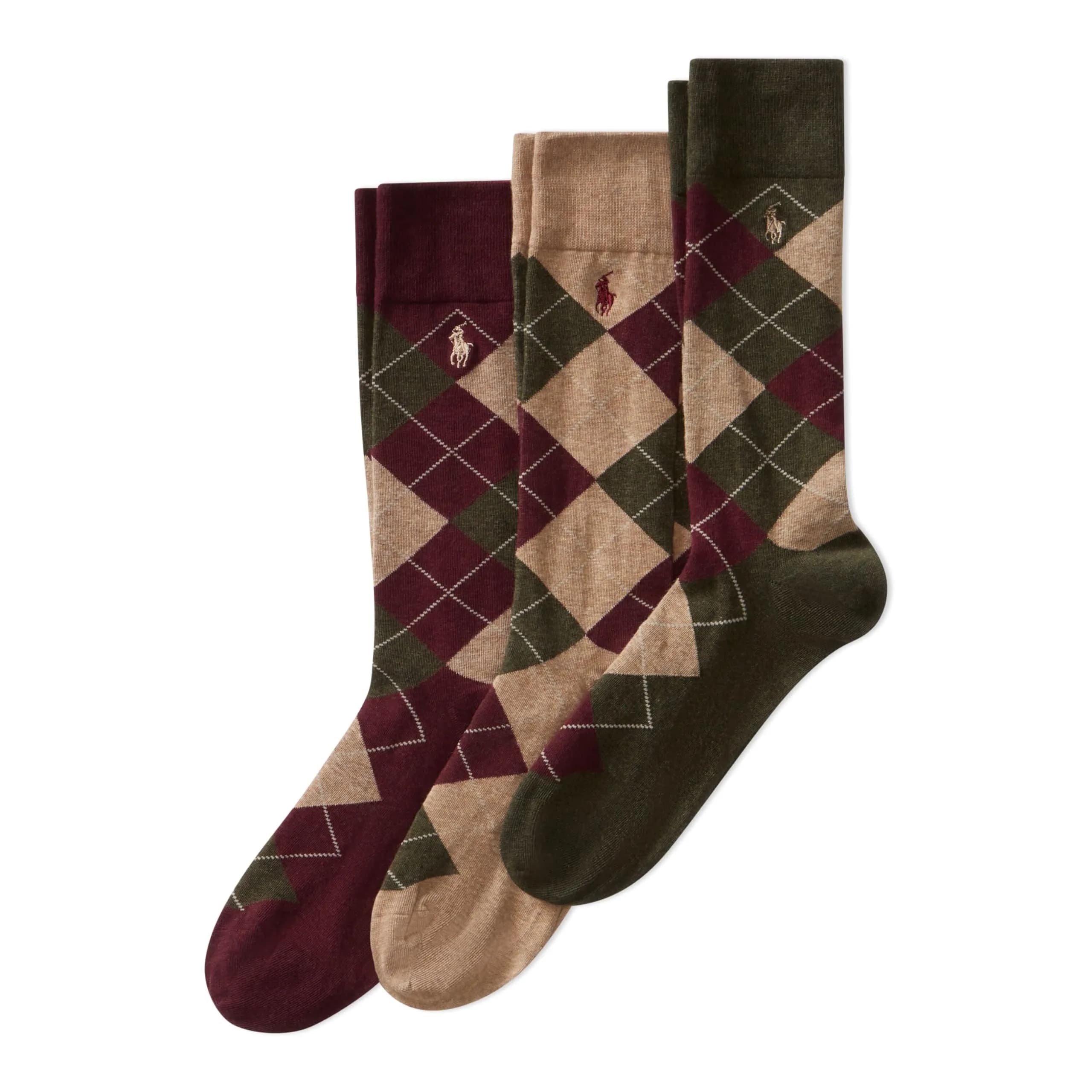 POLO RALPH LAUREN Men's Argyle & Dots Pattern Dress Crew Socks, 3 Pairs | Premium Cotton Blend, Reinforced Toe & Heel, Classic Style - main product image
