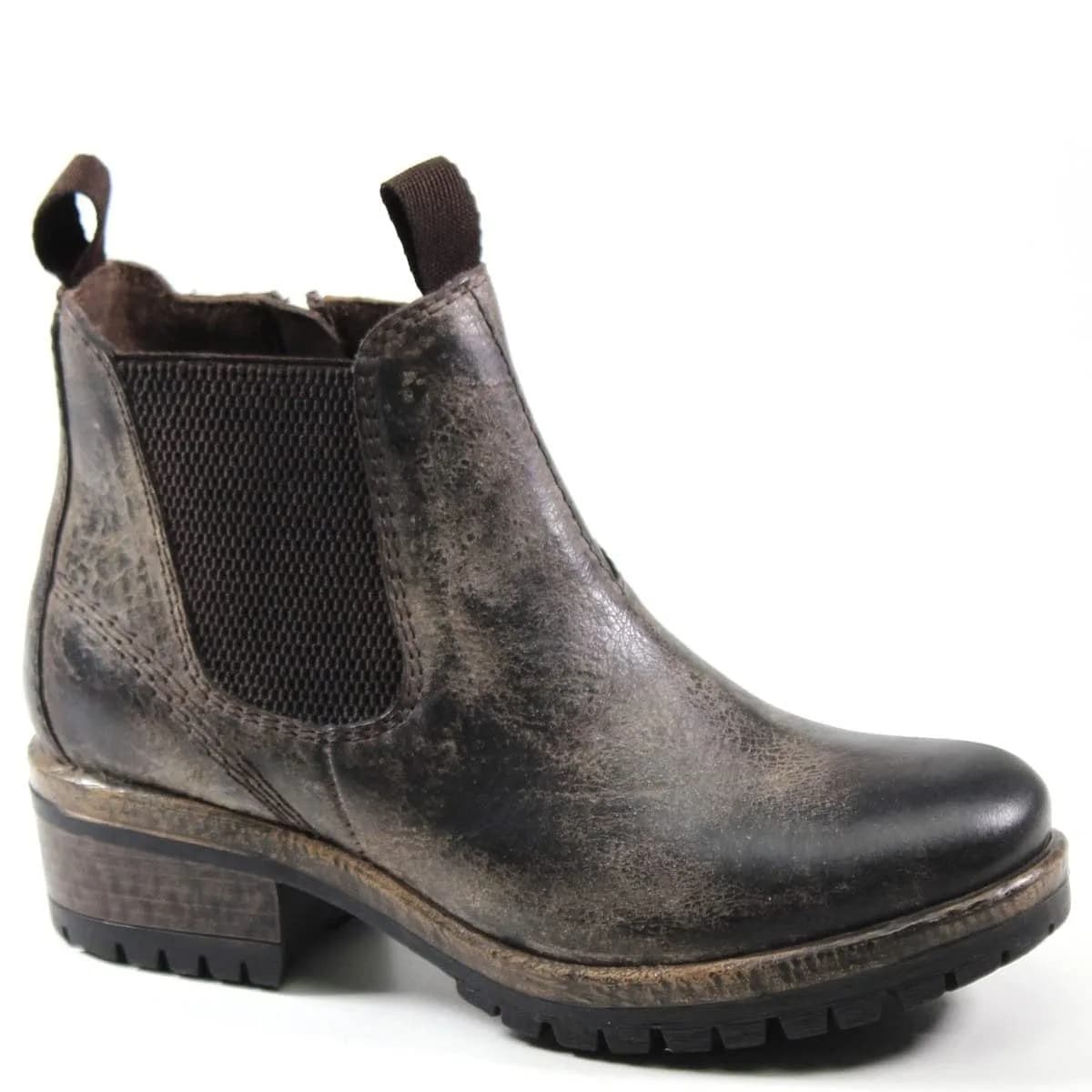 Diba True Say So Casual Boots Brown 7.5M | Vintage Leather, Low Heel, Ankle-Length — Charcoal