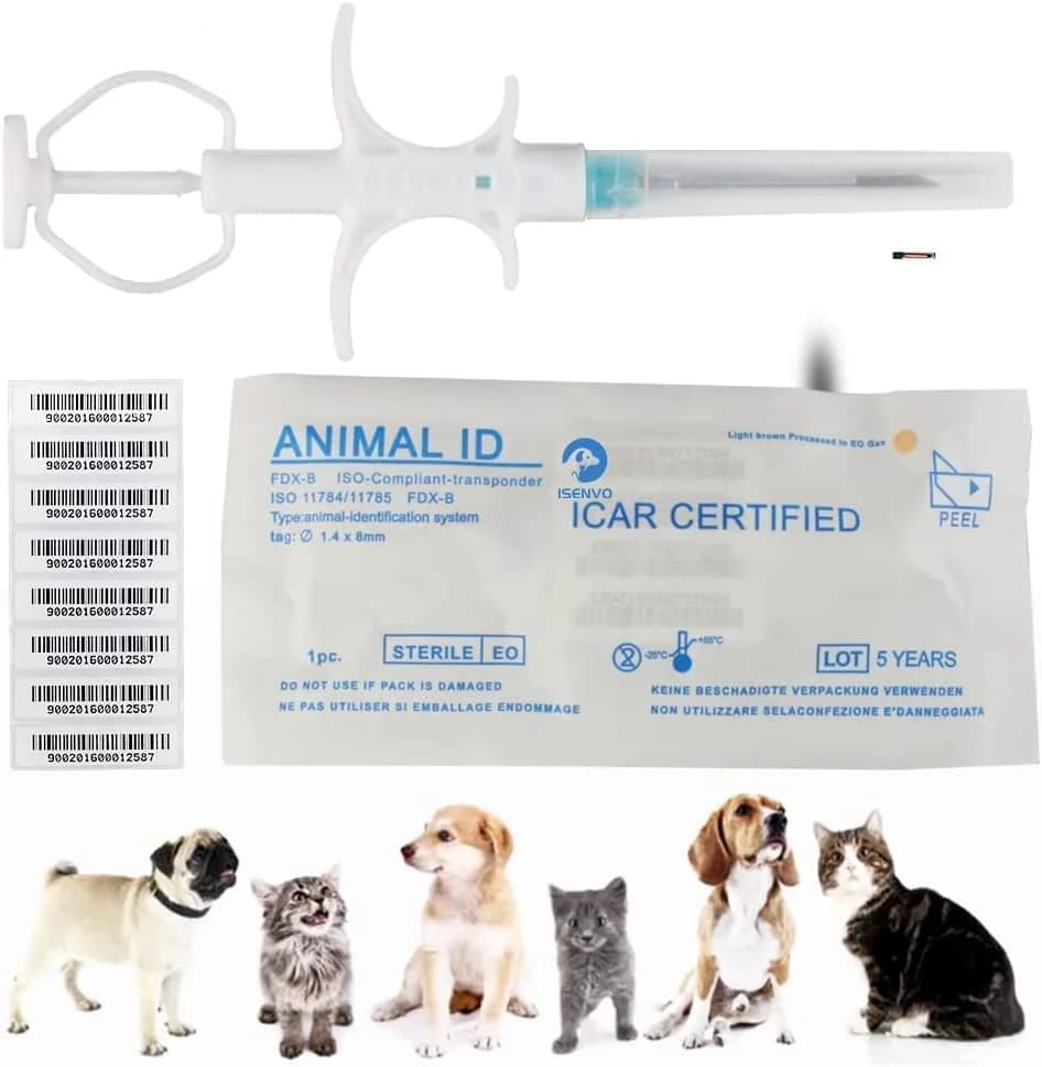 Yanzeo Pet Microchip 134.2khz FDX-B/ISO11784/ISO11785 Animal Implant Chip 2.12x12mm | Lifetime Registration thumbnail 2