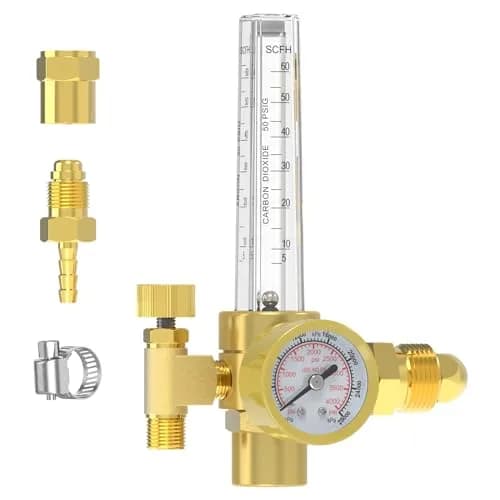 YESWELDER Welding Gas Flowmeter Regulator with CGA-580 Inlet & 0-4000 PSI Gauge | Integrated Brass Construction thumbnail 1