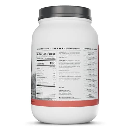 Levels Nutrition Strawberry Whey Protein Powder 907g (2lb) | 24g Protein, 5.4g BCAAs, Grass-Fed Dairy thumbnail 8