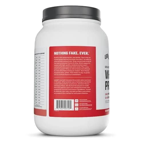 Levels Nutrition Strawberry Whey Protein Powder 907g (2lb) | 24g Protein, 5.4g BCAAs, Grass-Fed Dairy thumbnail 9