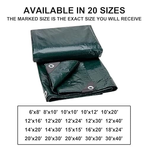 CARTMAN 8x10Ft Waterproof Poly Tarp Cover 8 Mil | Heavy Duty, Green, Outdoor Use thumbnail 6
