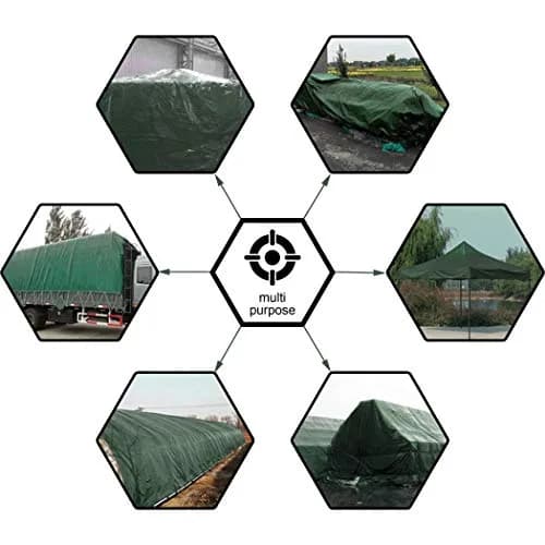 CARTMAN 8x10Ft Waterproof Poly Tarp Cover 8 Mil | Heavy Duty, Green, Outdoor Use thumbnail 2