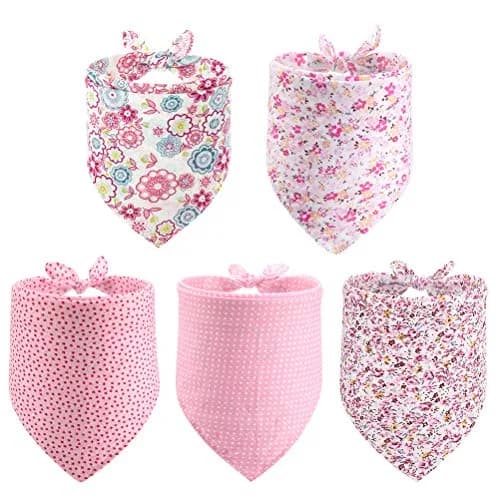 PAWCHIE Reversible Floral Dog Bandanas - 5 Pack | Adjustable Soft Square Scarves for Small Dogs & Cats thumbnail 1