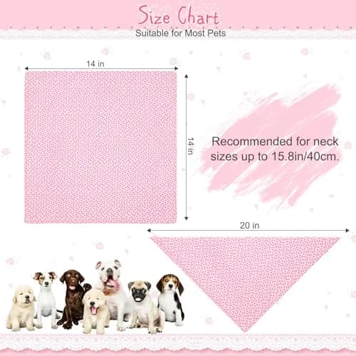 PAWCHIE Reversible Floral Dog Bandanas - 5 Pack | Adjustable Soft Square Scarves for Small Dogs & Cats thumbnail 2