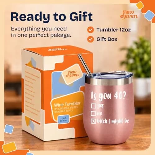 NewEleven 40th Birthday Tumbler Gift for Women - 12 Oz Insulated Cup | Birthday Decorations For Women | Gift Ideas For Wife, Mom, Friends, Sister thumbnail 5