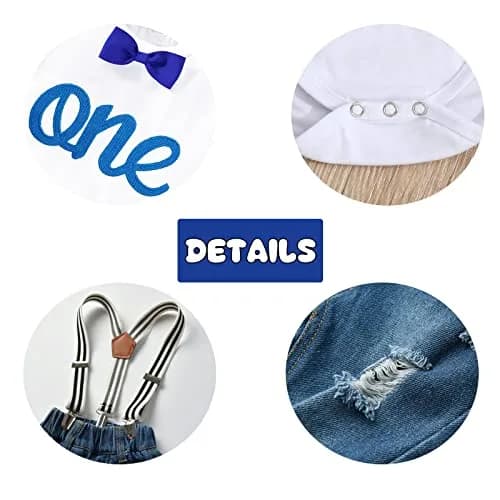Pinleck Toddler Baby Boy Birthday Clothes Set 0-24 Months | Photo-Ready Denim & Bowtie Outfit thumbnail 5