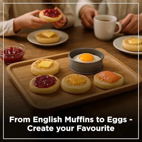 Wrenbury Nonstick Crumpet Rings Set of 4 Food Molds, 9cm (3.5 inch) Metal Baking Egg Rings | Perfect Round Crumpets, Pancakes, English Muffins thumbnail 6
