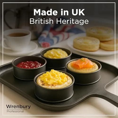 Wrenbury Nonstick Crumpet Rings Set of 4 Food Molds, 9cm (3.5 inch) Metal Baking Egg Rings | Perfect Round Crumpets, Pancakes, English Muffins thumbnail 7
