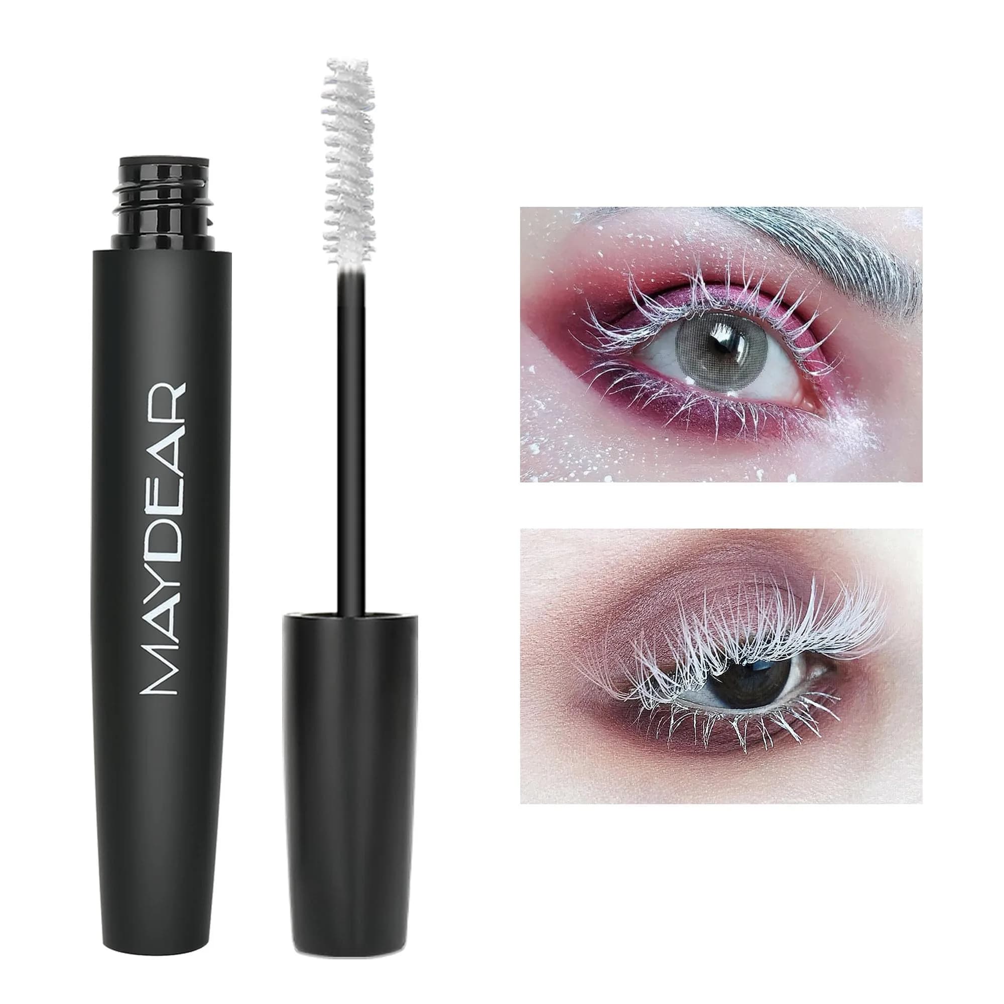 Maydear Dark Green Waterproof Mascara for Women's Eye Makeup | Volumizing & Lengthening — White