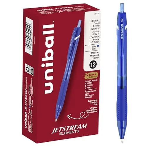 Uni-Ball Jetstream Elements Ballpoint Pens, Medium (1.0mm), Blue, 12 Pack | Smooth Writing, Quick-Drying Hybrid Ink thumbnail 1