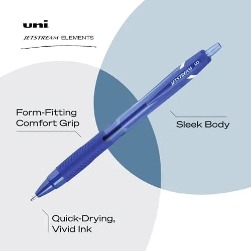Uni-Ball Jetstream Elements Ballpoint Pens, Medium (1.0mm), Blue, 12 Pack | Smooth Writing, Quick-Drying Hybrid Ink thumbnail 3